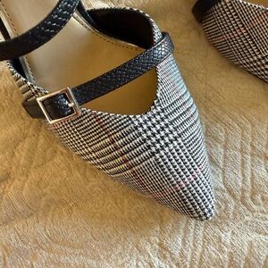 Jessica Simpson Black and White Plaid Heels